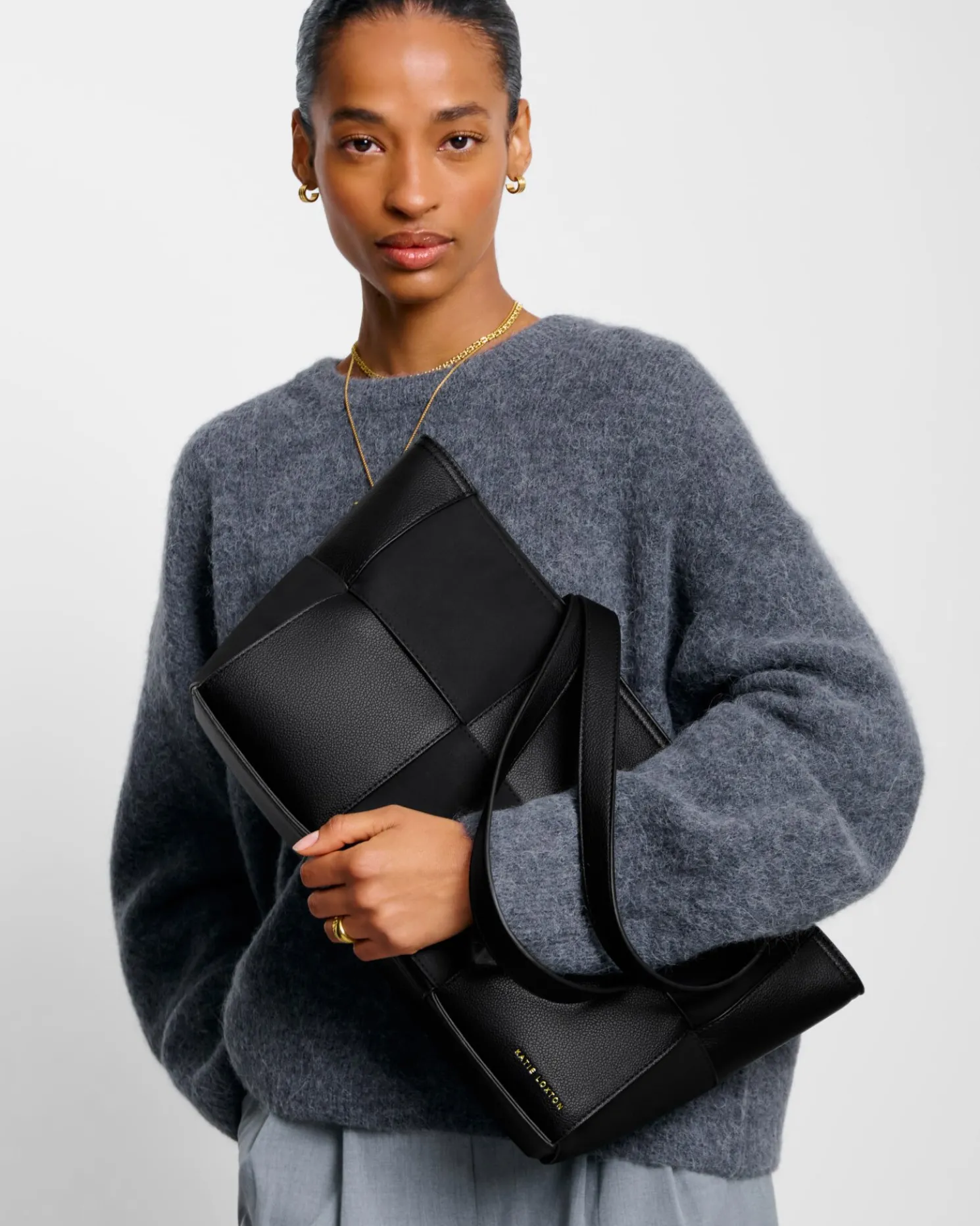 Taya Hand Woven Suedette Tote Bag