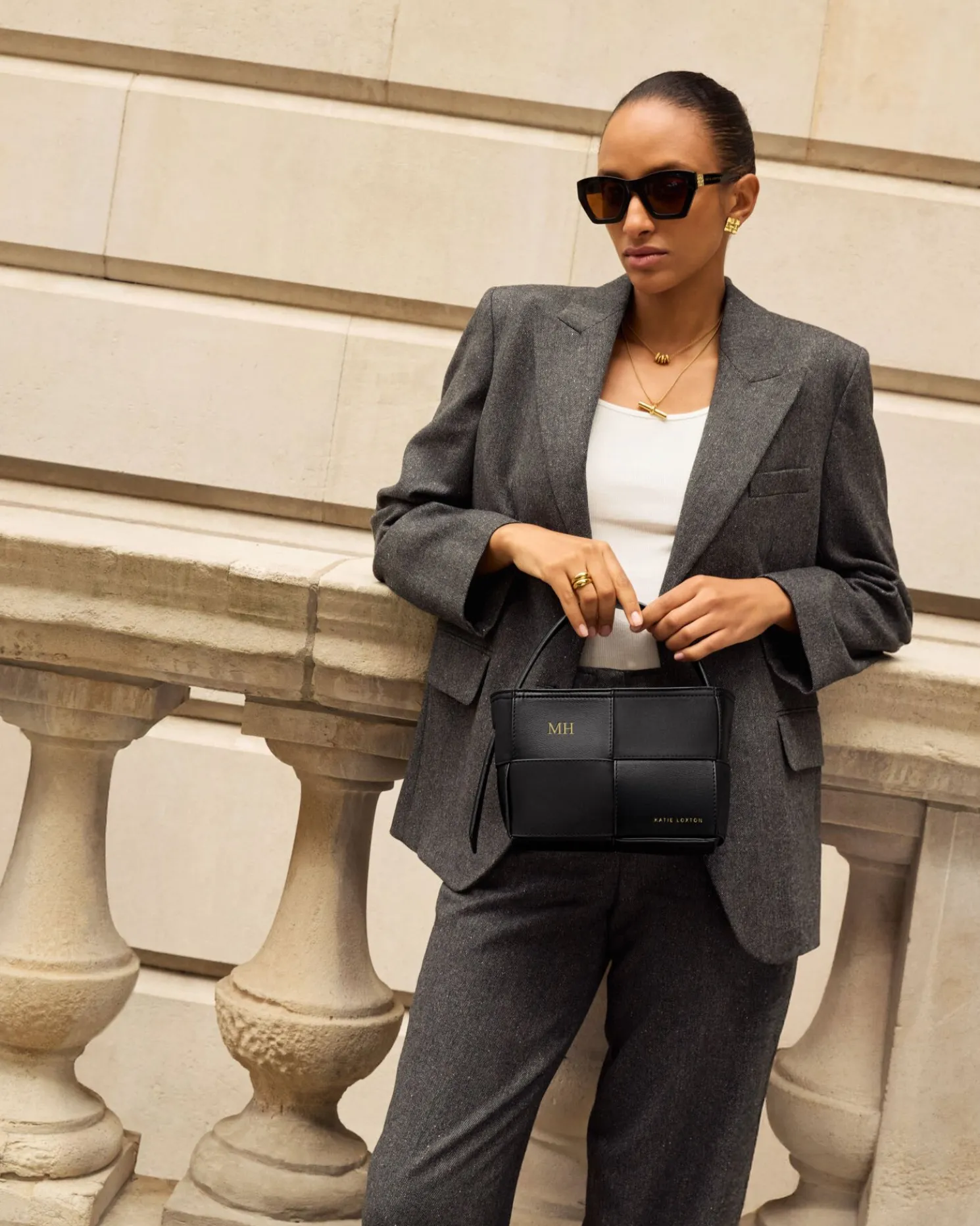 Taya Hand Woven Suedette Top Handle Bag