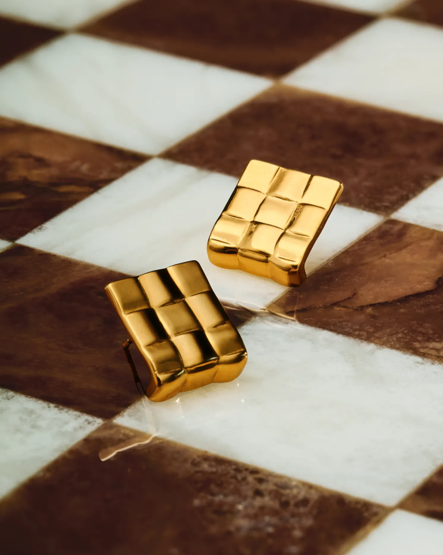 Taya Waterproof Gold Woven Oversized Stud Earrings