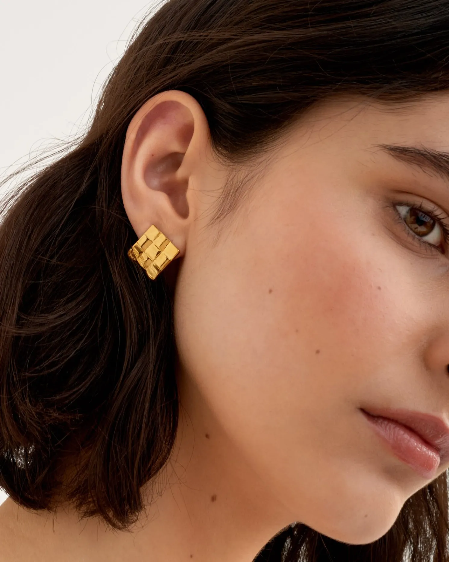 Taya Waterproof Gold Woven Oversized Stud Earrings