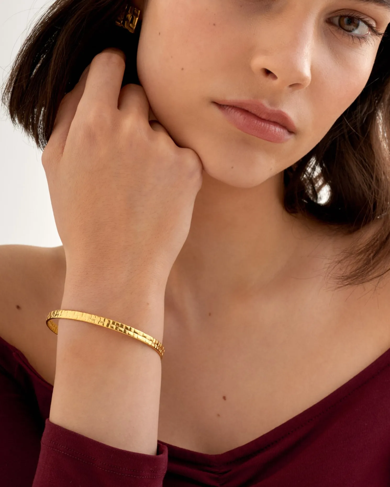 Taya Waterproof Gold Woven Bangle