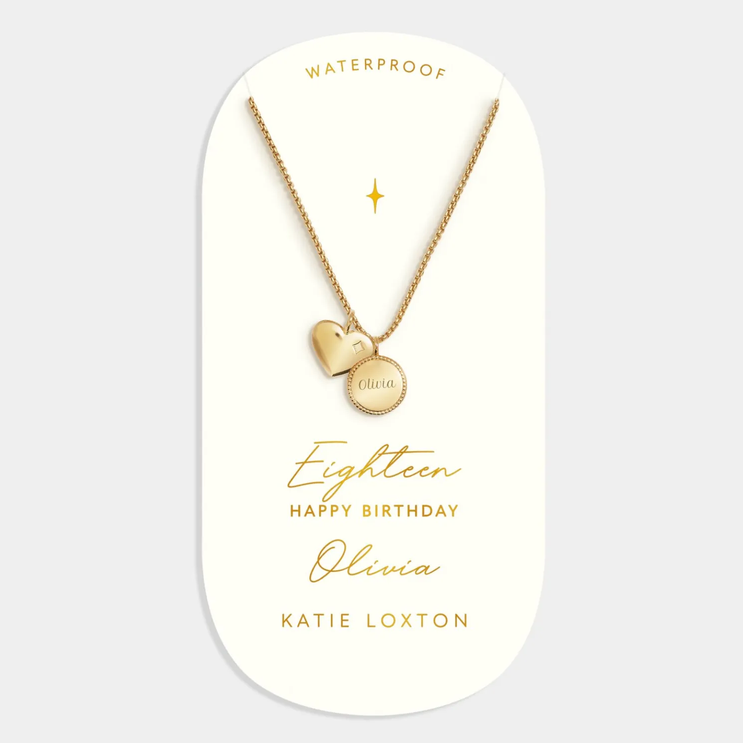 18th Birthday' Waterproof Gold Sentiment Necklace