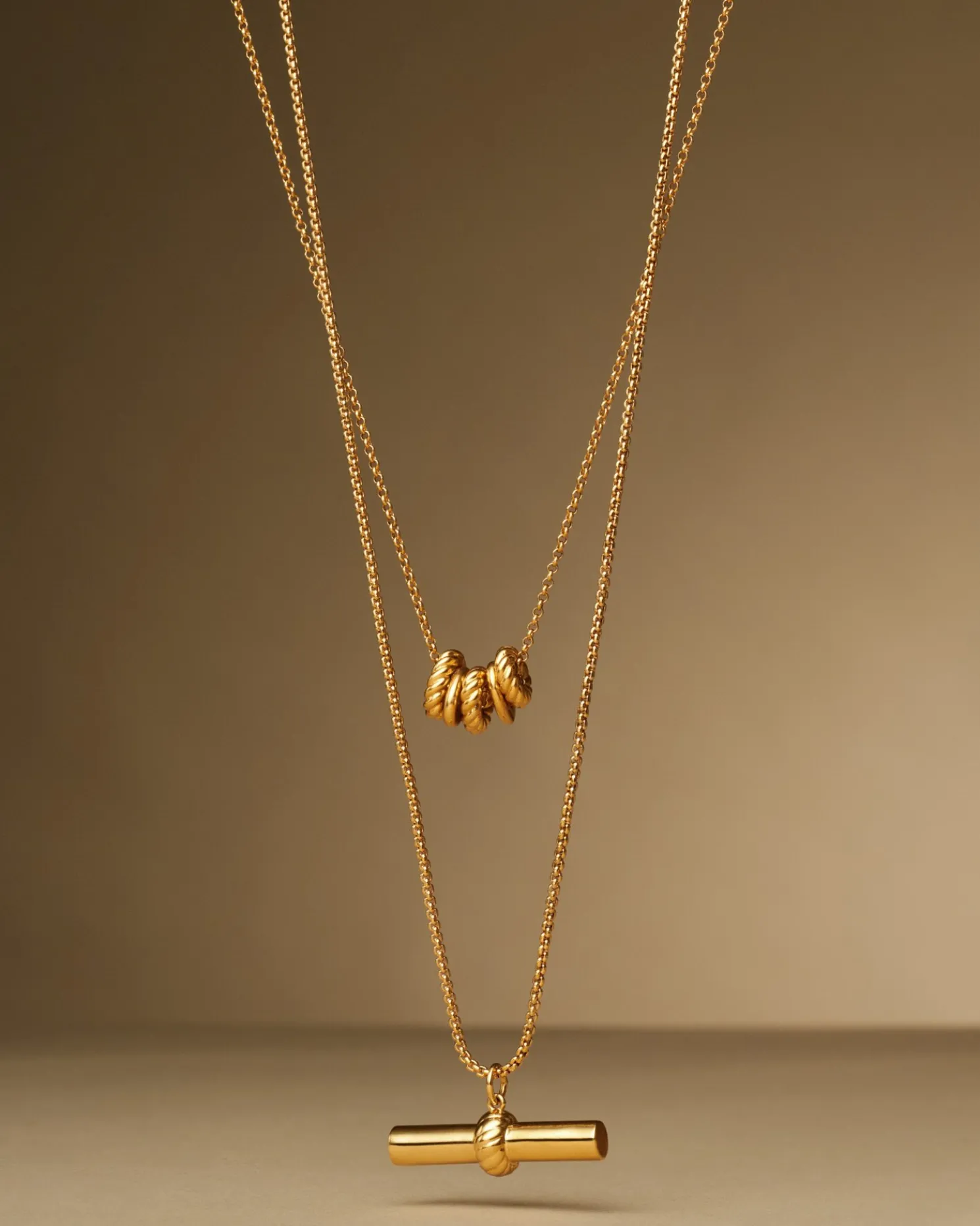 Themis Waterproof Gold T-Bar Necklace