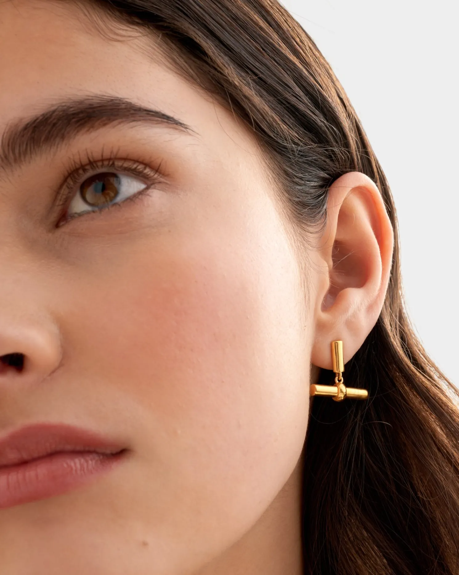 Themis Waterproof Gold T-Bar Earrings