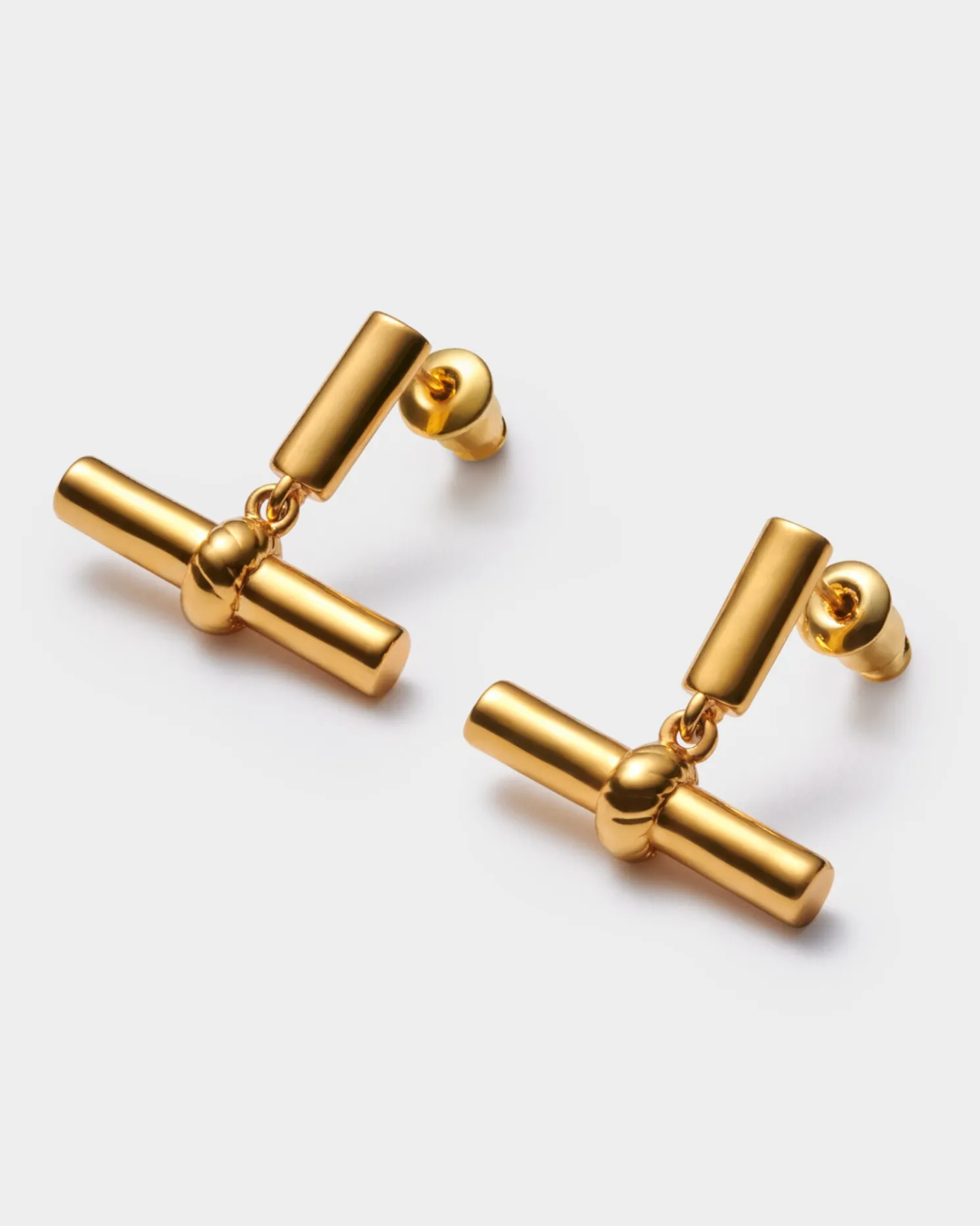 Themis Waterproof Gold T-Bar Earrings