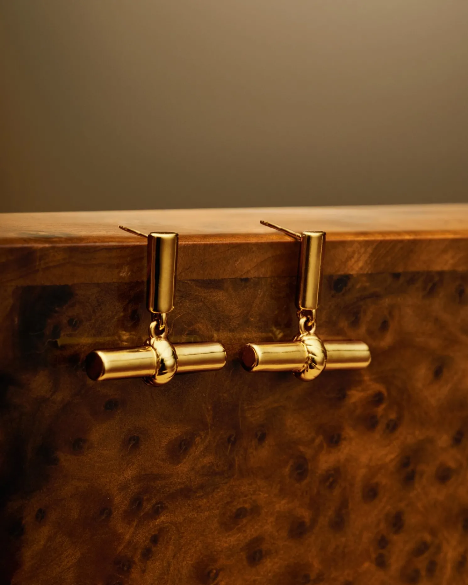 Themis Waterproof Gold T-Bar Earrings