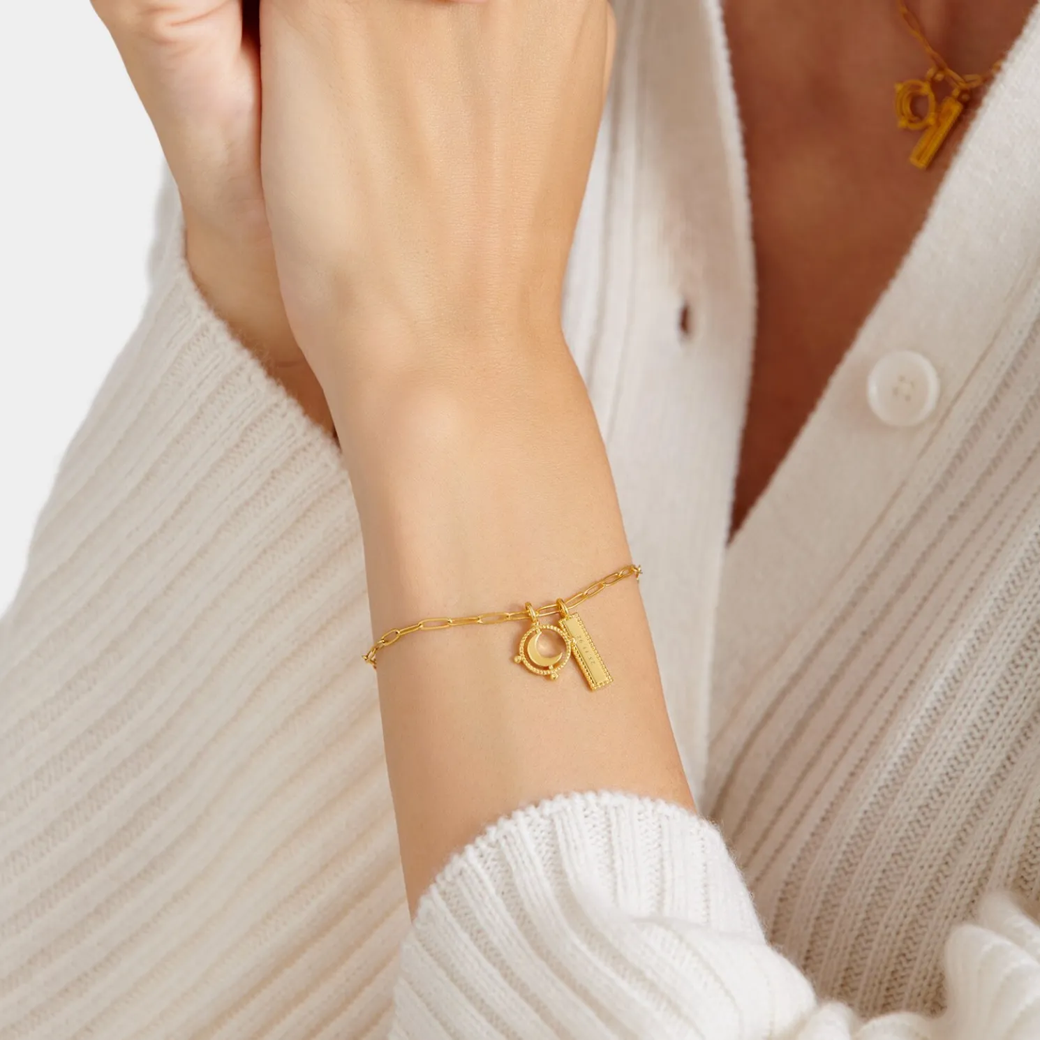 To The Moon and Back' Waterproof Gold Charm Bracelet