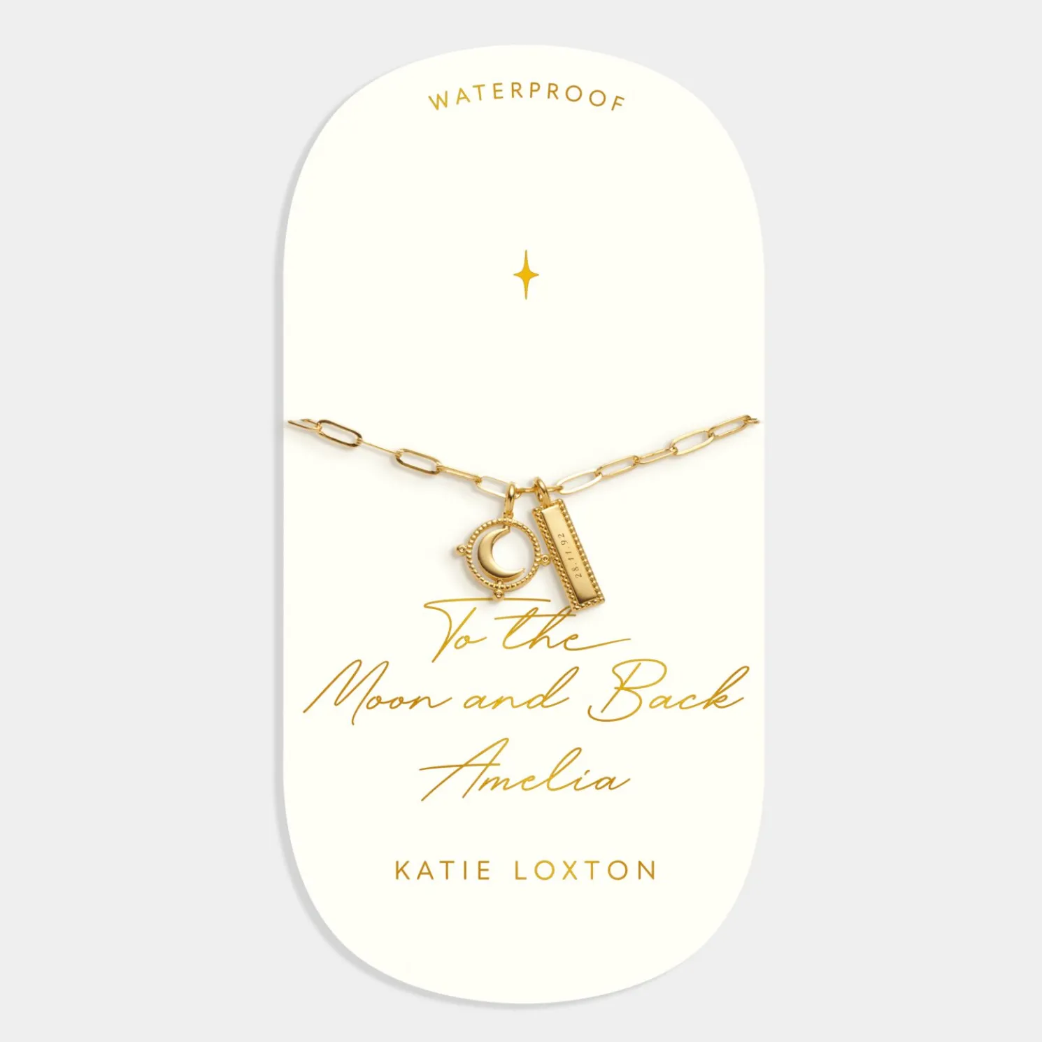 To The Moon and Back' Waterproof Gold Charm Bracelet