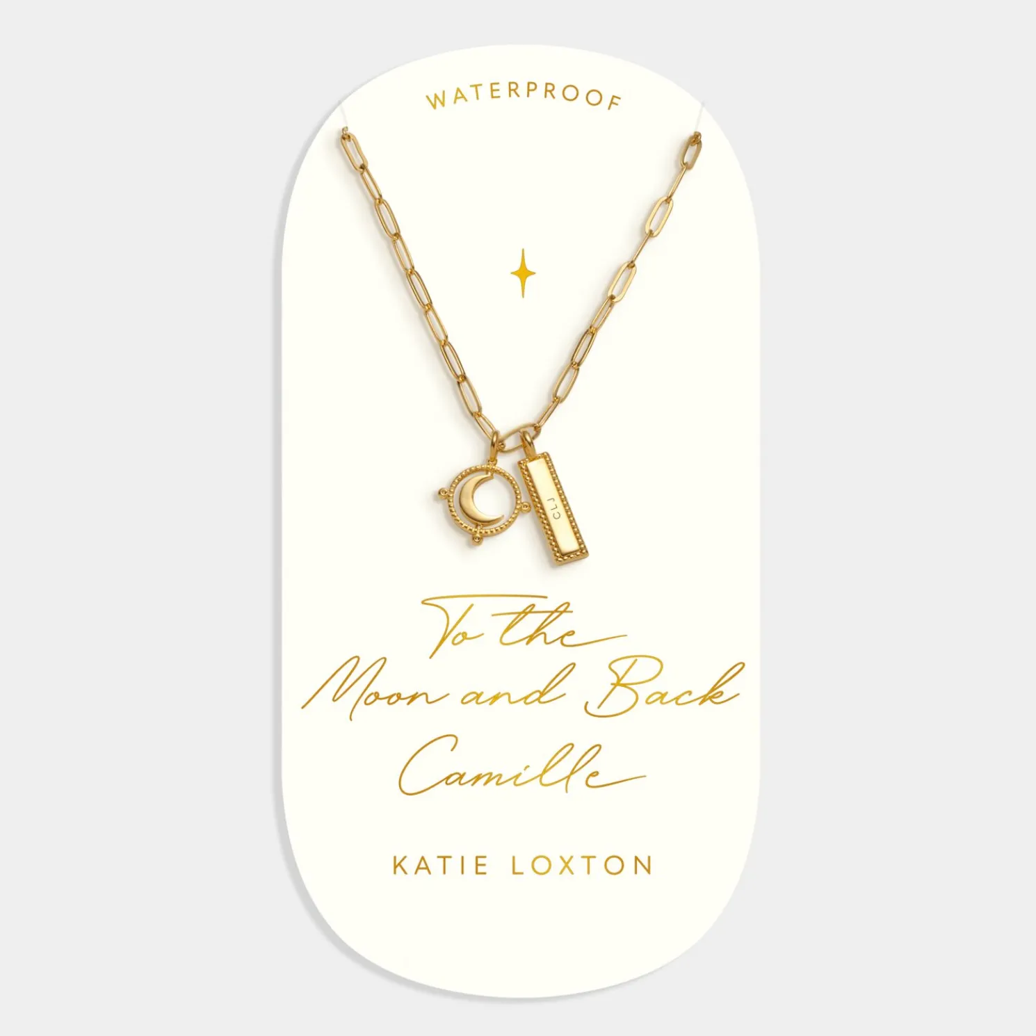To The Moon and Back' Waterproof Gold Charm Necklace