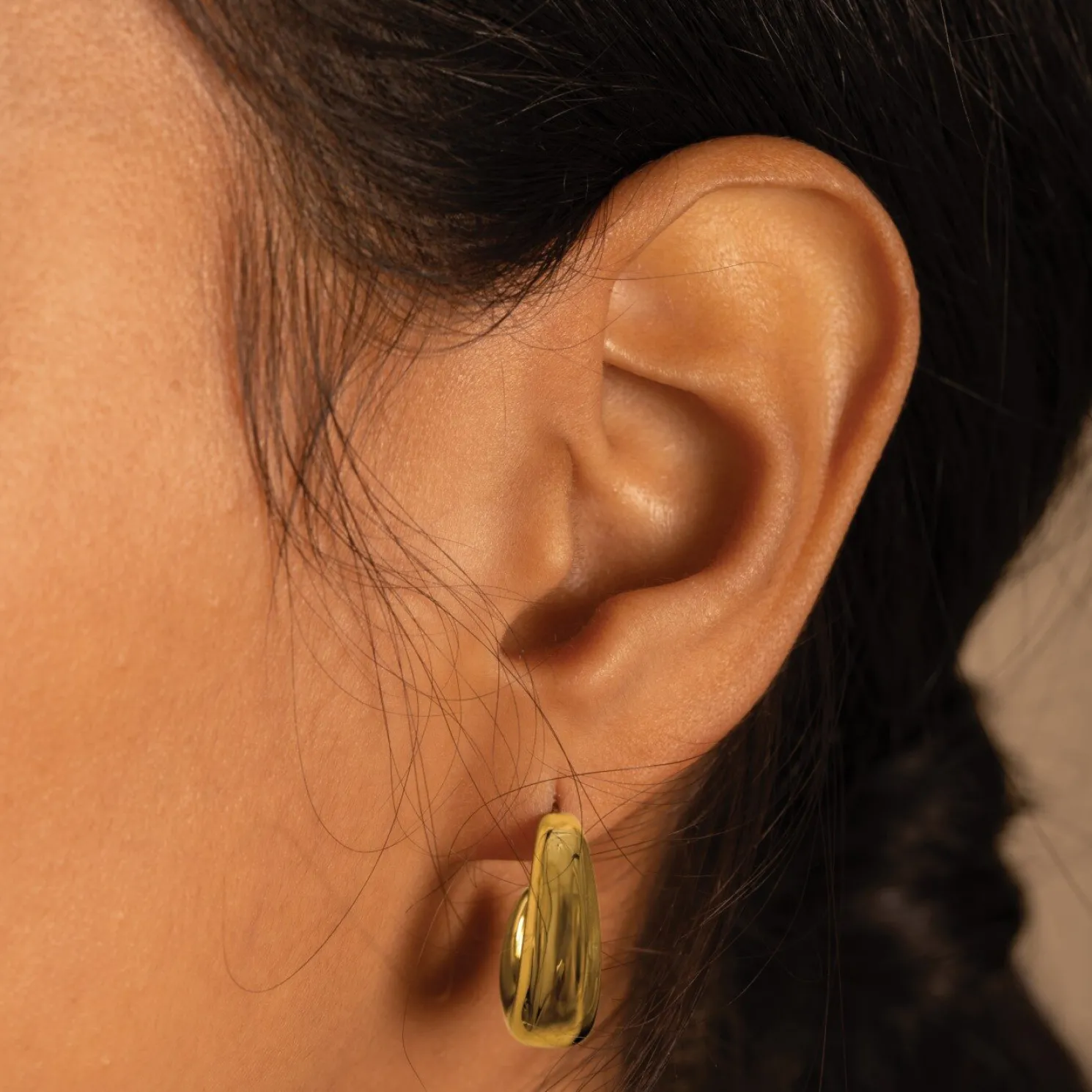 With Love' Waterproof Gold Dome Hoop Earrings