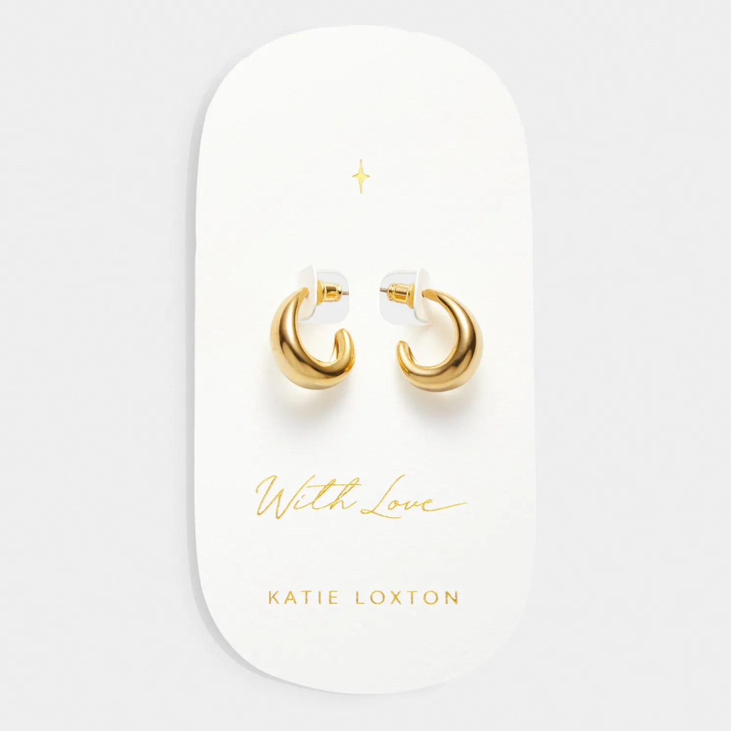 With Love' Waterproof Gold Dome Hoop Earrings