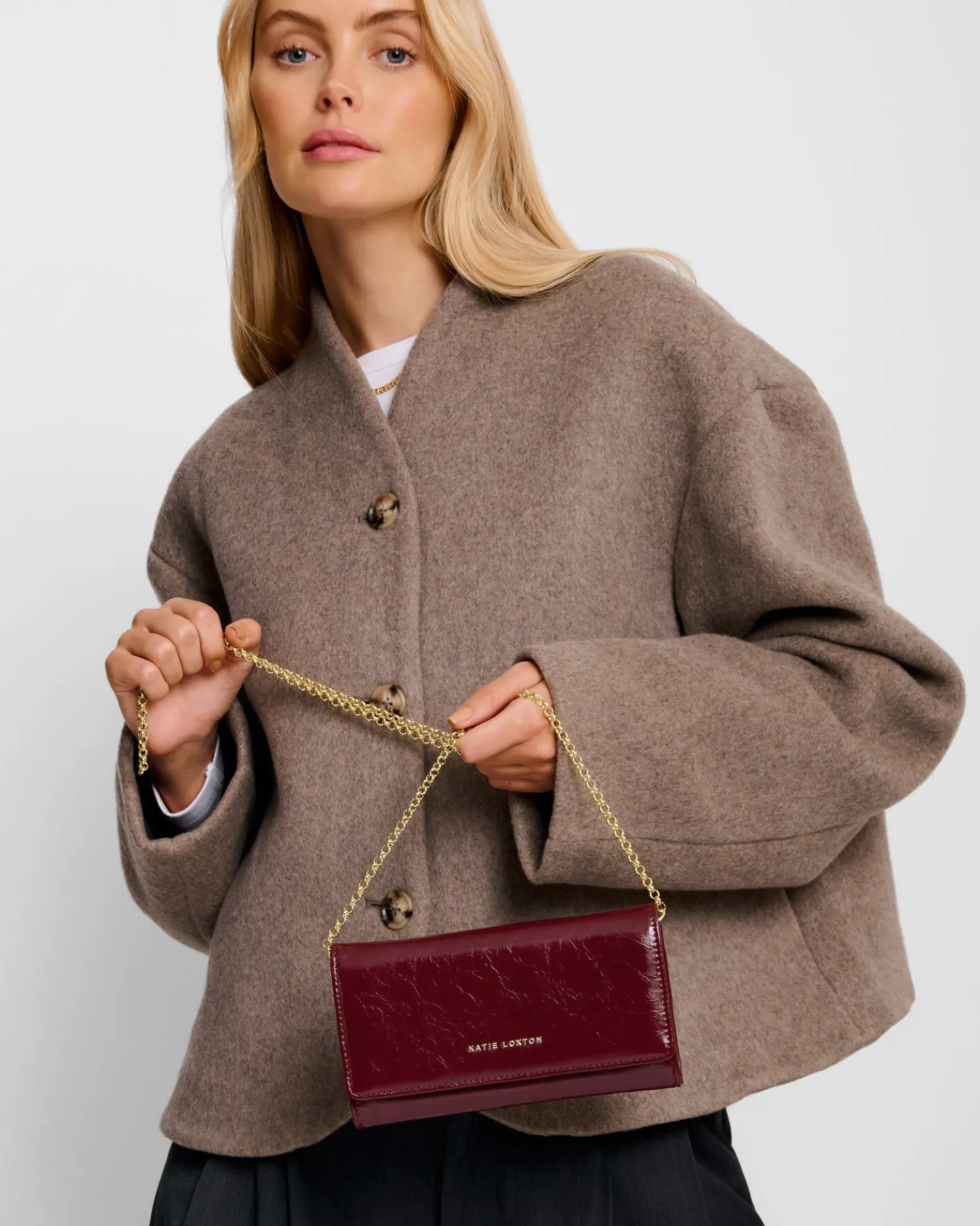 Zea Patent Crackle Crossbody Purse